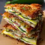 Close-up of zucchini breadwich recipe with cheesy zucchini crust