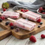 Creamy homemade keto popsicles with berries
