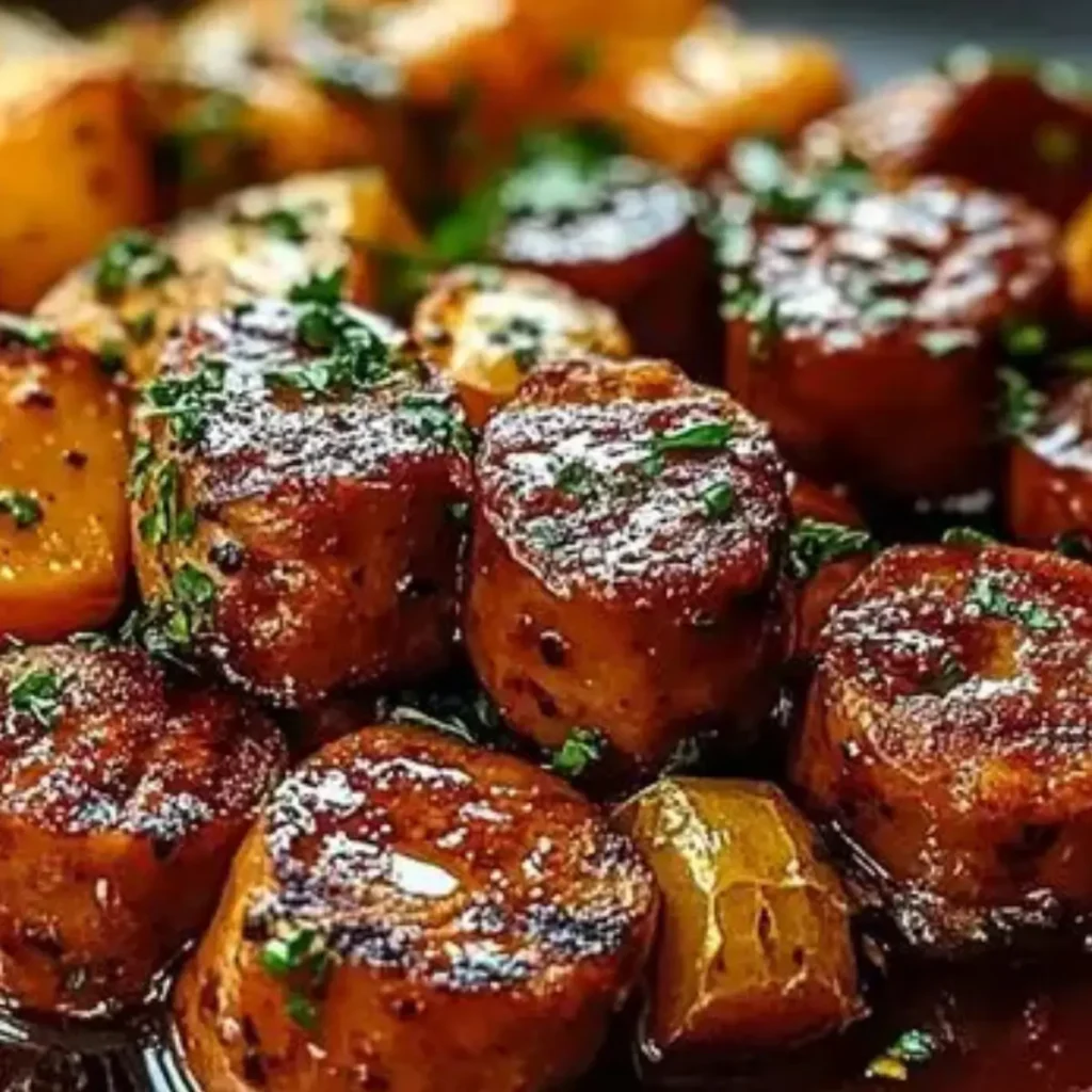 Honey Garlic Sausage Sweet Potatoes Easy Sweet and Savory Skillet Meal