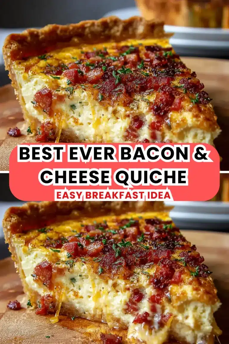Best Ever Bacon & Cheese Quiche (Creamy, Cheesy & Easy)