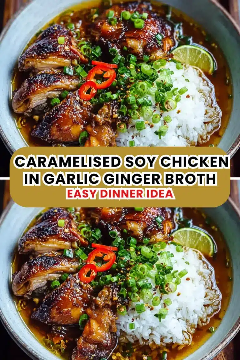 Caramelised Soy Chicken in Garlic Ginger Broth (Easy Dinner)
