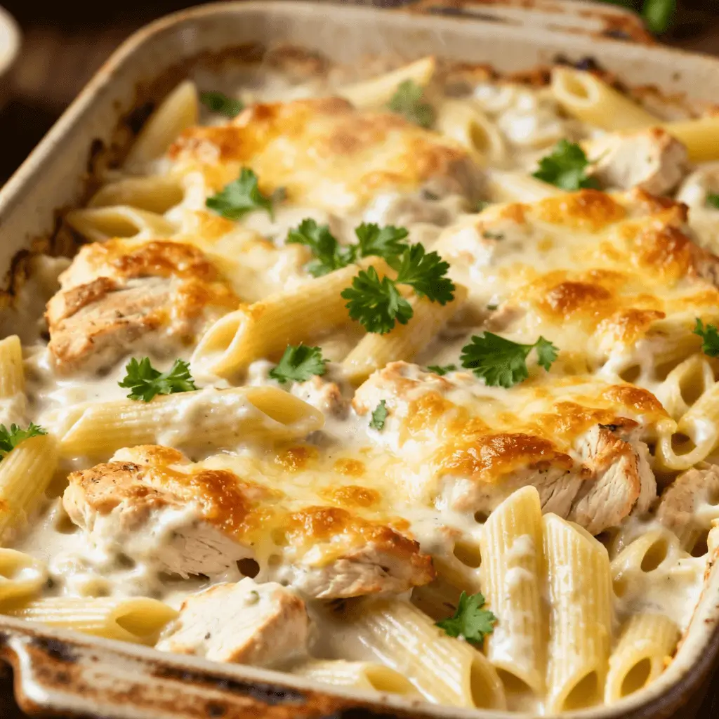 Chicken Alfredo Bake Recipe (Quick & Creamy Casserole)