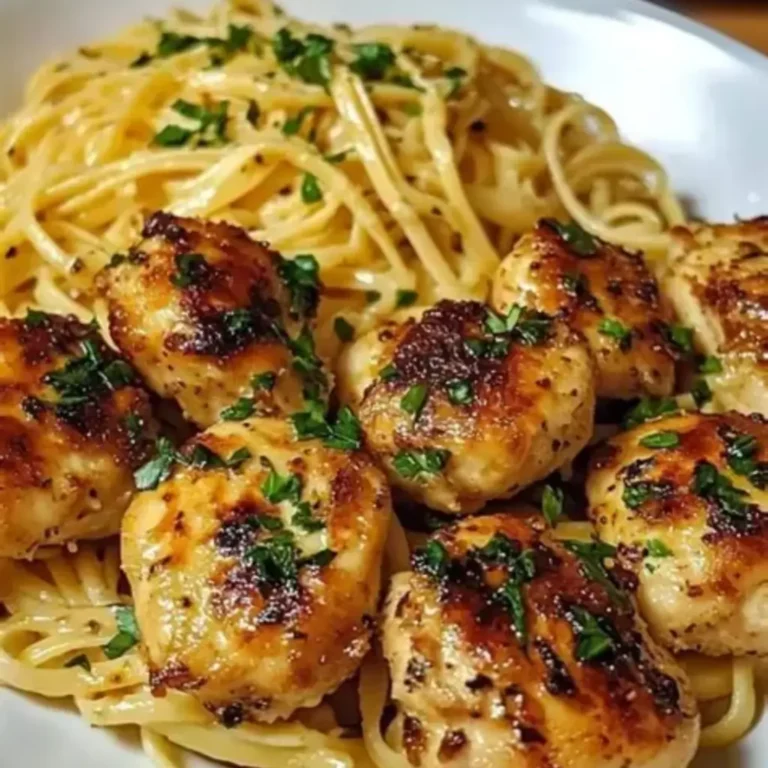 Lemon Garlic Butter Chicken Bites With Savory Parmesan Linguine
