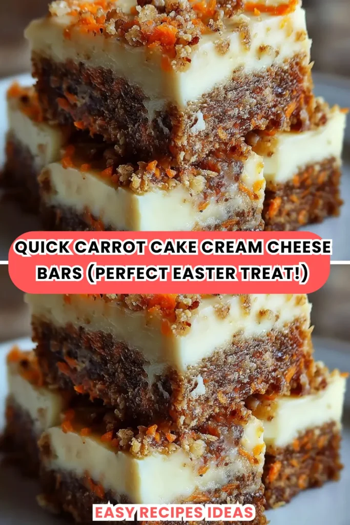 Quick Carrot Cake Cream Cheese Bars (Perfect Easter Treat!)
