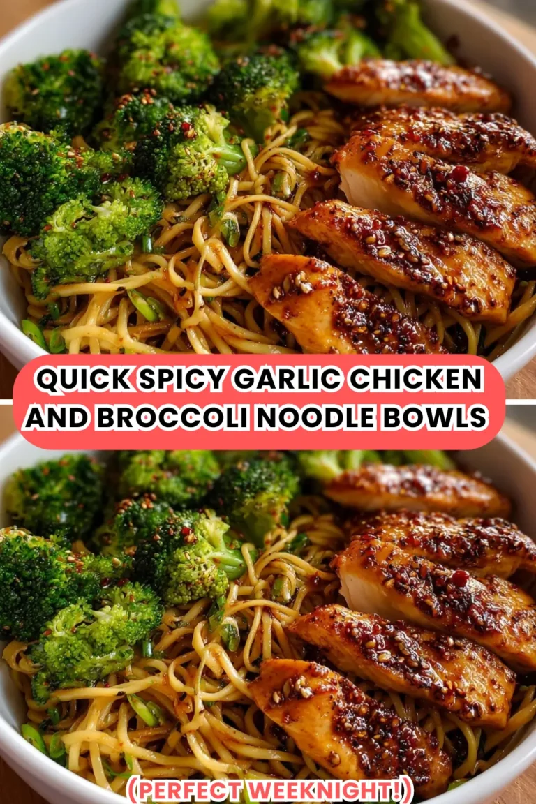 Quick Spicy Garlic Chicken and Broccoli Noodle Bowls